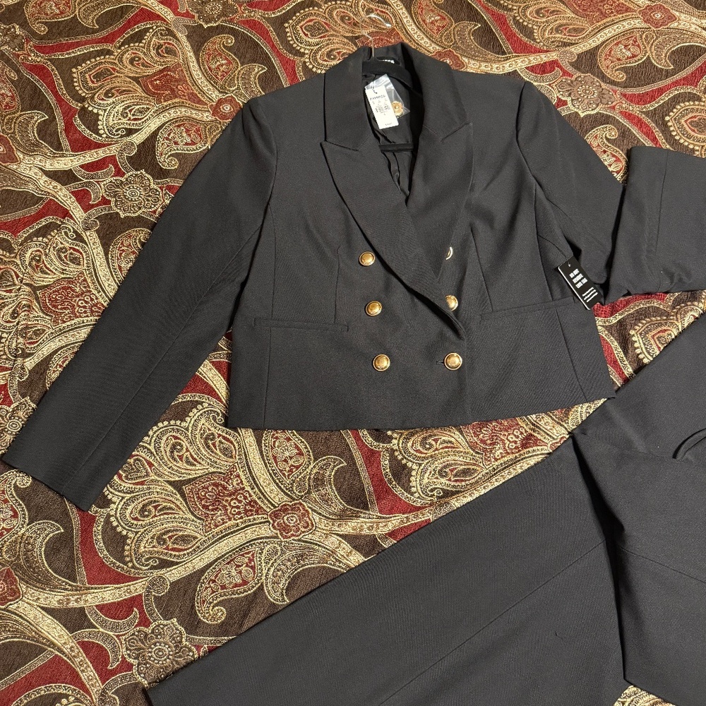 Express Double Breasted Black Pant Suit (New)